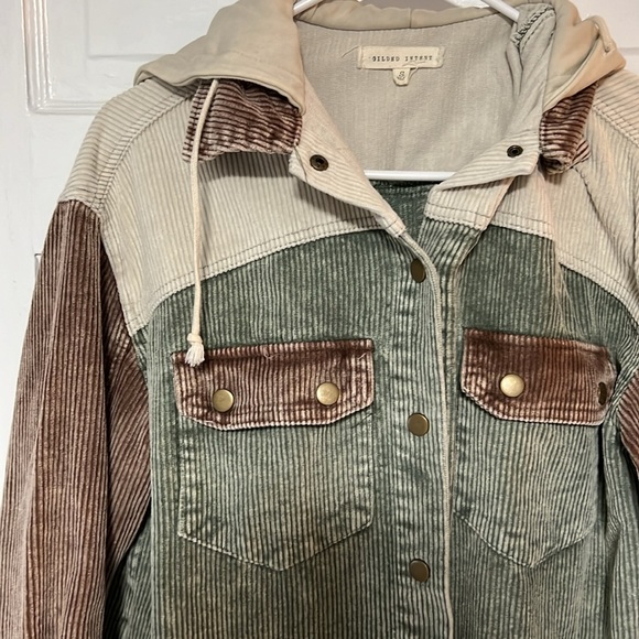 Gilded Intent Colorblock Corduroy Shacket - Picture 3 of 4